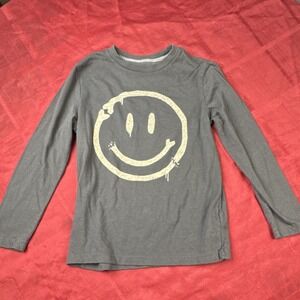 Old Navy Boys Gray Long Sleeve Smiley Face Graphic Print Crew Neck T-Shirt M (8)